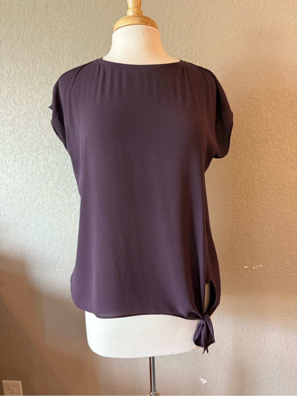 LOFT Plum Mixed Media Side Tie Dolman Top Women's Small